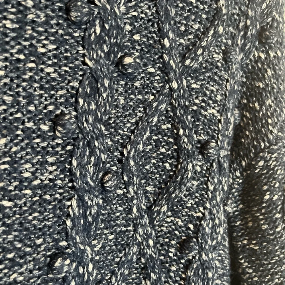 kate spade Sweater - Women's Medium Navy Blue White - Cable Knit Turtleneck